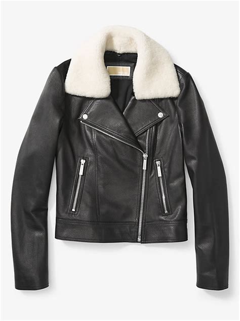 michael kors shearling and leather moto jacket